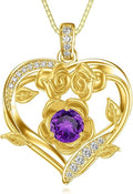 Midari 18K Gold Heart Birthstone Necklace for Women Rose Pendant Birthday Jewelry Gifts for Wife Her Daughter Mom