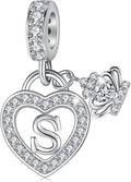 Letter Charms for Charms Bracelet: Silver Heart Alphabet Initial Dangle Charms Bead for Bracelets and Necklaces, Birthday Mother's Day Christmas Jewelry Gifts For Women