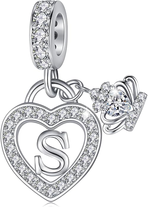 Letter Charms for Charms Bracelet: Silver Heart Alphabet Initial Dangle Charms Bead for Bracelets and Necklaces, Birthday Mother's Day Christmas Jewelry Gifts For Women
