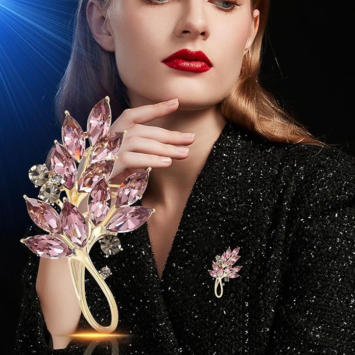 Leaf Brooches Rhinestone Freshwater Pearls Ginkgo Leaves Brooch Pin 18k Gold Plated Leaves Lapel Pins Jewelry Valentine's Day Birthday Gifts for Women Girls