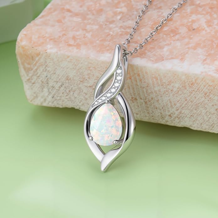 Birthstone Necklace for Women Infinity Necklaces 925 Sterling Silver Teardrop Love Birthday Jewelry Valentines Day Birthday Gifts for Her Mom Wife Girlfriend