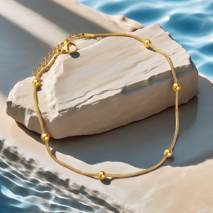 Adjustable Stainless Steel Snake Chain Anklet for Women Minimalist Beach Summer Ankle Bracelet Jewelry Gift