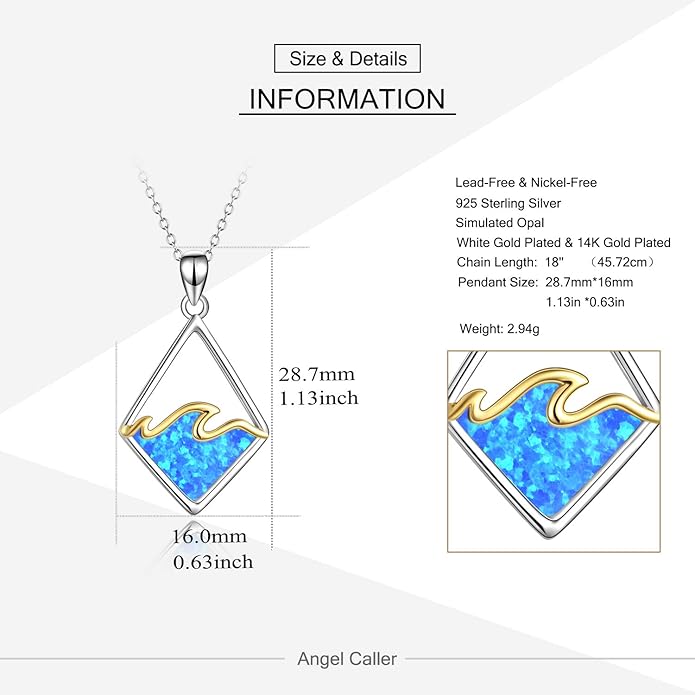 YAFEINI Sterling Silver Ocean Wave Necklace Abalone Shell Wave Pendant Ocean Jewelry Beach Gifts for Women (Abalone shell)