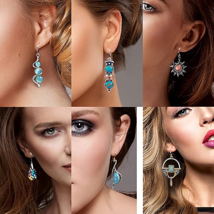 12 Pairs Teardrop Druse Crystal Drop Dangle Earrings for Women Cubic Zirconia Huggie Hoop Earring Jewelry Set Christmas Gifts