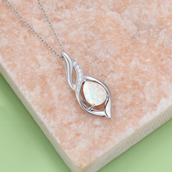 Birthstone Necklace for Women Infinity Necklaces 925 Sterling Silver Teardrop Love Birthday Jewelry Valentines Day Birthday Gifts for Her Mom Wife Girlfriend