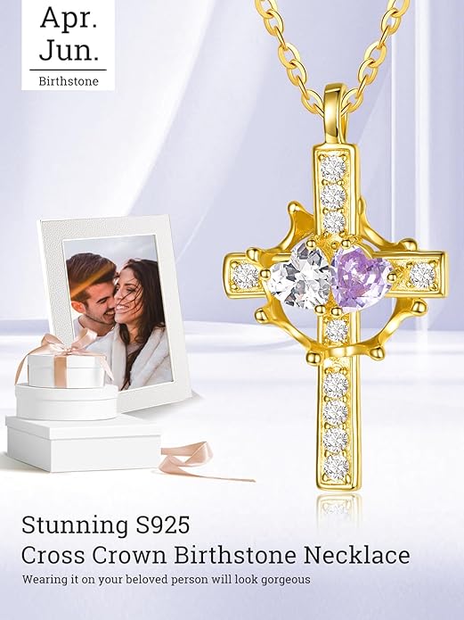 Valentine's Day Gifts for Wife 925 Sterling Silver Double Birthstone Pendant Necklaces I Love You for Always and Forever Necklace Anniversary Birthday Gifts for Wife Girlfriend Mom Her