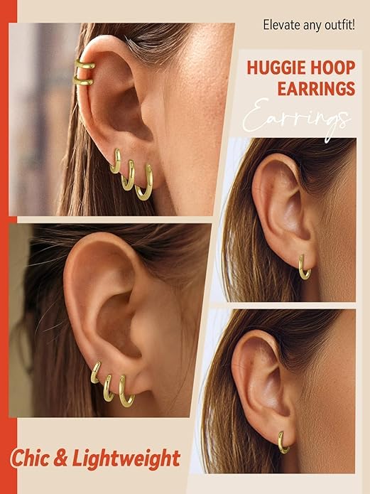 FaithHeart Sterling Silver Hoop Earrings for Women, Hypoallergenic Huggie Hoop Earrings Lightweight Small Cartilage Earrings Hoop Earring Dainty Everyday Earrings 6/8/10/12/14/15/16/18/20mm