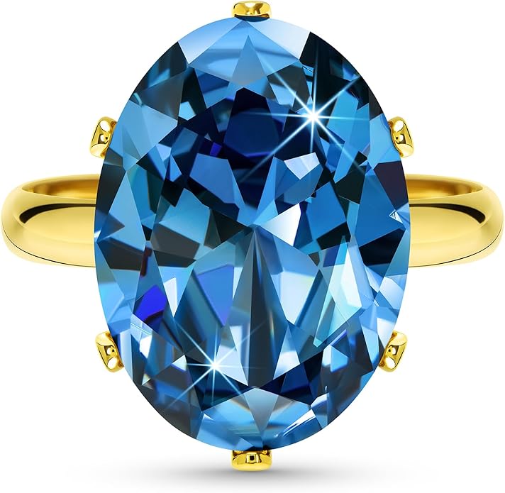 Linawe Cubic Zirconia Imitation Diamond Moissanite Rings for Women, 14K Gold/Rose Gold/Silver Adjustable Chunky Ring, Costume Rhinestone Jewelry for Wedding Engagement