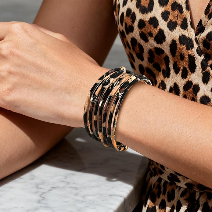 Wrapped Bracelets for Women,Leather Bracelet,Boho Bracelets for Women,Multi-Layer Pearl Crystal Bracelet Bangle Jewelry