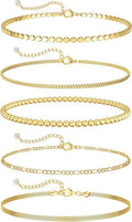 DEARMAY Gold Bracelets for Women Waterproof, 14K Gold Plated Jewelry Sets Trendy Thin Dainty Stackable Cuban Link Paperclip Chain Bracelet Pack Fashion Accessories Gifts for Womens