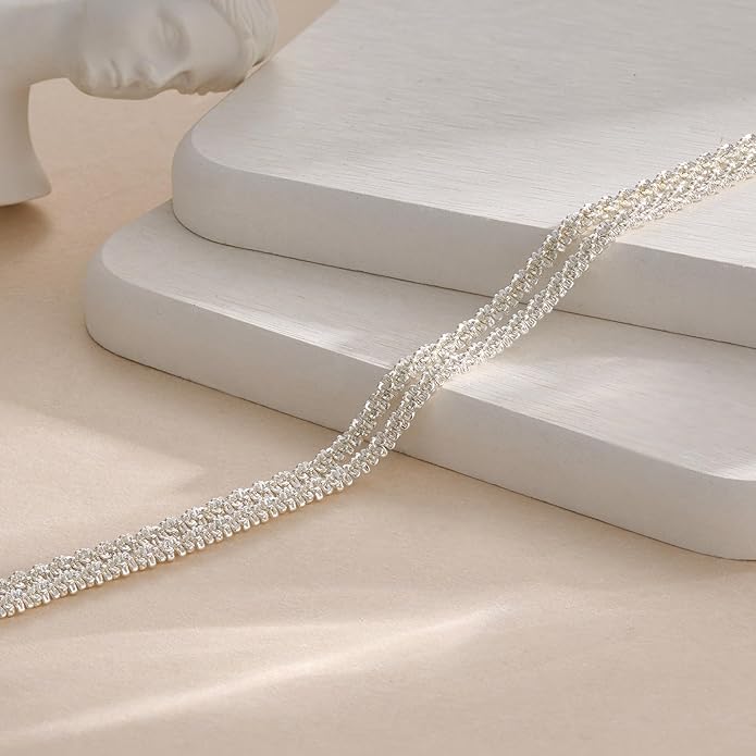 Ankle Bracelets for Women, Glitter Waterproof Adjustable Anklet for Women, 14K Gold Plated/Sterling Silver Layered Anklets, Summer Beach Anklet Jewelry for Women Gift