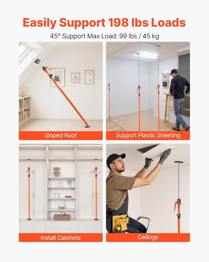VEVOR Cabinet Jack Support Pole, 49.2-114.6 Inch Steel Telescopic Quick Support - Image 3