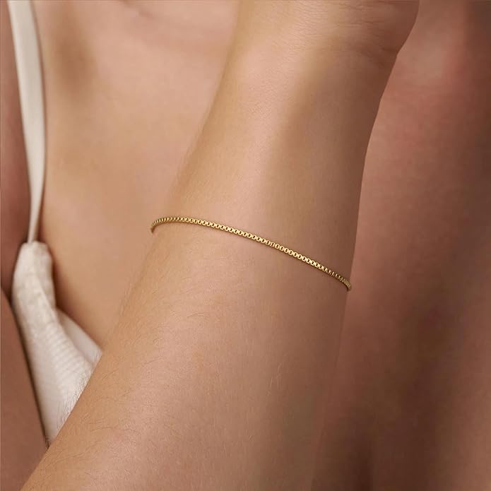 SLOONG Valentines Day Gifts for Her Gold Pearl Bracelets, 18K Real Gold Plated Dainty Stackable Snake Chain CZ Heart Pendant Bracelets, Layered Waterproof Jewelry Gift for Women Adjustable 6"+2"