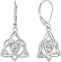 Starchenie Celtic Knot Dangle Earrings Sterling Silver Trinity Love Knot Leverback Earrings Gemstones Jewelry for Women