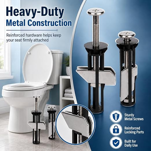 Heavy Duty Toilet Seat Fastener Bolt Kit, Universal Toilet Seat Bolts Kit - Image 3