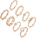 PLOMFOV 14K Gold/Silver Plated Stacking Rings Set for Women Non Tarnish CZ Heart Simple Cute Stackable Rings Dainty Trendy Gold Statement Rings Plain Band Size 4-12