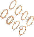 PLOMFOV 14K Gold/Silver Plated Stacking Rings Set for Women Non Tarnish CZ Heart Simple Cute Stackable Rings Dainty Trendy Gold Statement Rings Plain Band Size 4-12