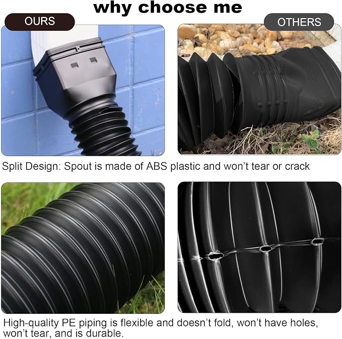 plusgutter 16.5ft Long Gutter Downspout Extensions Flexible, Down Spout Drain - Image 2