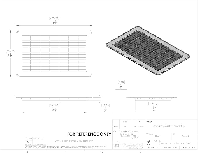 Imperial RG1199 Heavy Gauge Floor Return Air Grille, 8 x 14-Inch - Image 2
