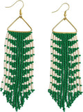 INK+ALLOY Beaded Earrings for Women Dangling, Emilie Seed Bead Long Fringe Statement Boho Earrings, Hypoallergenic Handmade Jewelry for the Modern Bohemian, 4.5-Inch