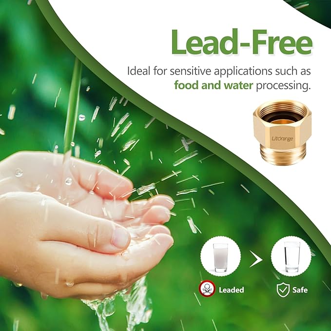 2 Pcs Lead-Free Hose Bib Adapter, 1-1/16" Fine Thread Female x 3/4 GHT Male | - Image 3