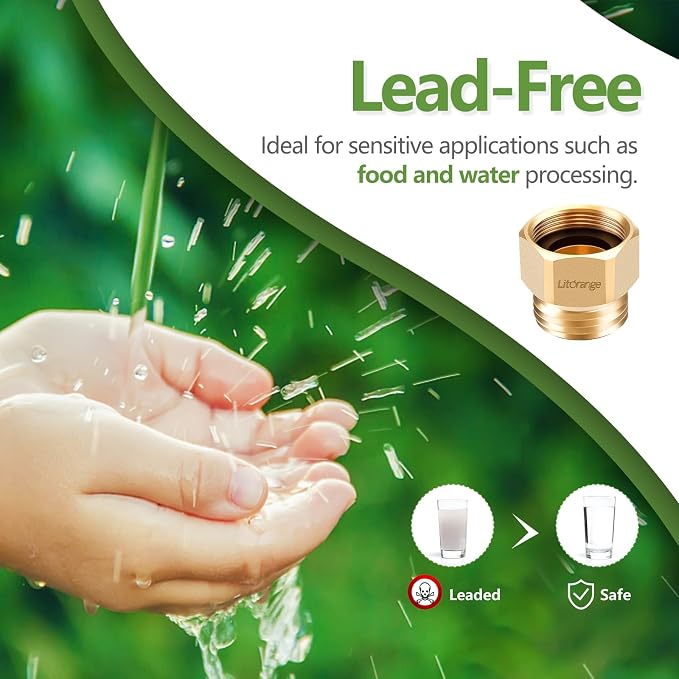 1 PCS Lead-Free Hose Bib Adapter, 1-1/16" Fine Thread Female x 3/4 GHT Male | - Image 2