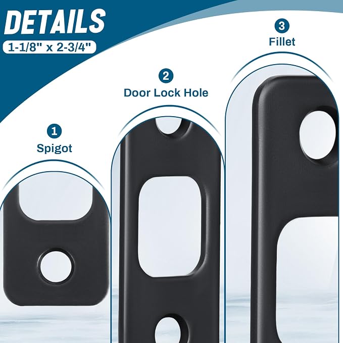 Blulu 8 Pcs 1-1/8" x 2-3/4" Door Deadbolt Strike Plate - Image 4