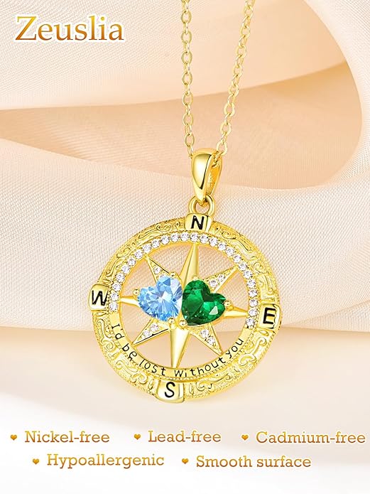 Valentine's Day Gifts for Wife 925 Sterling Silver Double Birthstone Pendant Necklaces I Love You for Always and Forever Necklace Anniversary Birthday Gifts for Wife Girlfriend Mom Her