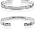 Carviell Engraved Cuff Bracelets for Women – Inspirational, Friendship, Love, Mom, Daughter, Sister, Christian, Graduation, Memorial & Wedding Gifts – 80+ Phrases – Stainless Steel, Gift-Ready