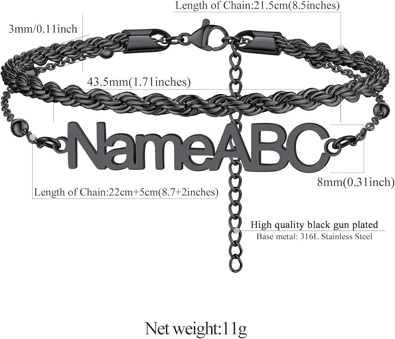 FindChic Custom Ankle Bracelets for Women, Stainless Steel Figaro/Cuban/Wheat/Rope/Herringbone Chain Anklets, Beach Foot Jewelry 8.5''-10.5'' Adjustable & Waterproof, with Gift Box