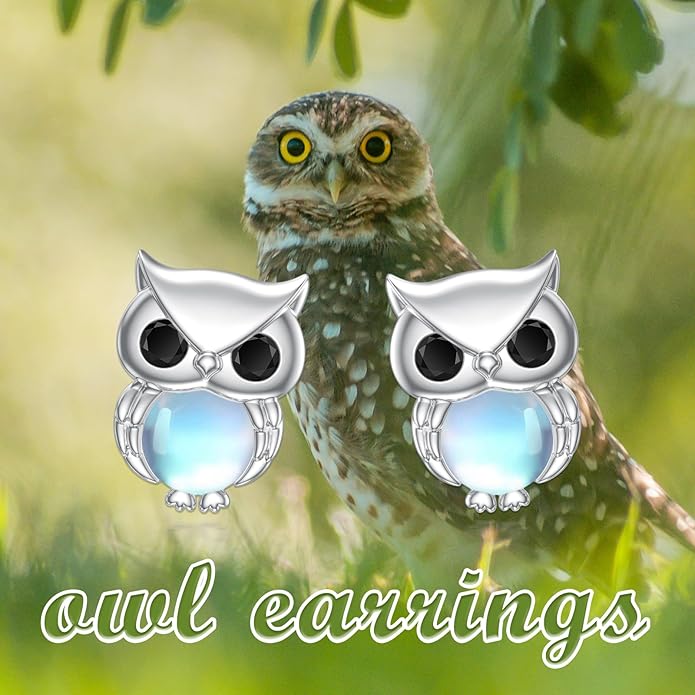 PELOVNY Animal Dangle Earrings Sterling Silver Hypoallergenic Moss Agate Crystal Moonstone Earrings Bee Butterfly Dolphin Peacock Phoenix Jewelry Birthday Christmas Gifts for Women