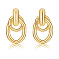 Chunky Twisted Knot Link Earrings for Women， Elliptic Drop Dangle Statement Geometric Stud，Trendy Jewelry