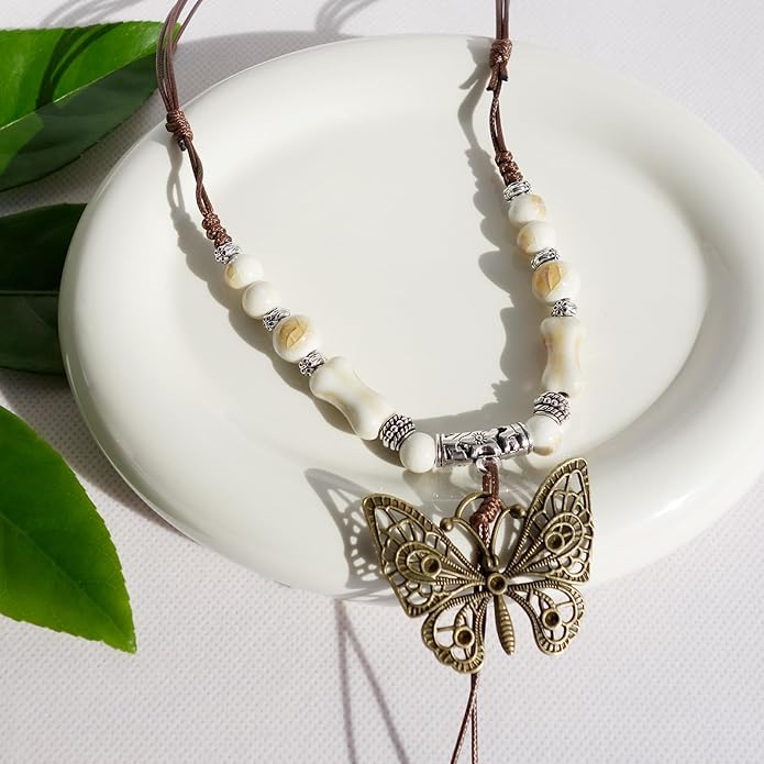 Boho Style Colorful Ceramic Bead Strand Necklace Adjustable Bohemian Jewelry Gift for Women, Fashion Clothing Matching Necklace