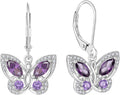 Starchenie Butterfly Earrings for Women 925 Sterling Silver Leverback Earrings Birthstone Butterfly Jewelry Gifts