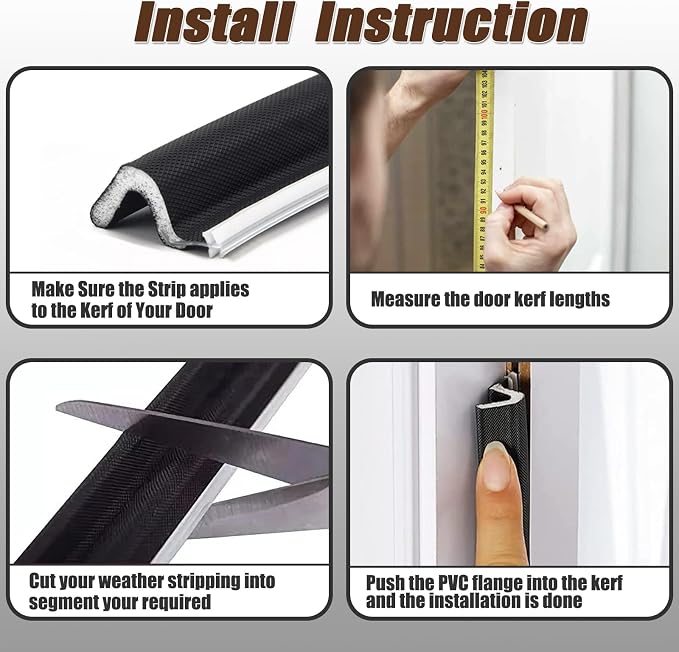 40 FT Door Frame Extra Thick Kerf Non-Adhesive Weather Stripping Seal Strip PU - Image 6