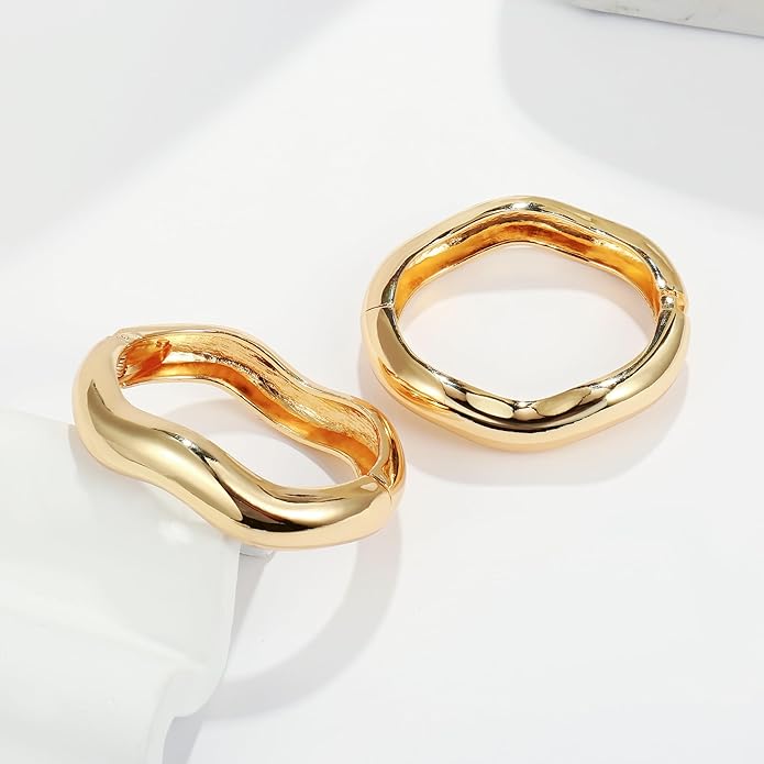 Elegance 11 designs Gold Bangles For Women Chunky Trendy Hinged Cuff Open Bracelet Wide Minimalist Bracelets Jewelry Gift