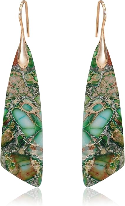Natural Stone Earrings for Women Boho Triangles Dangle Drop Earrings