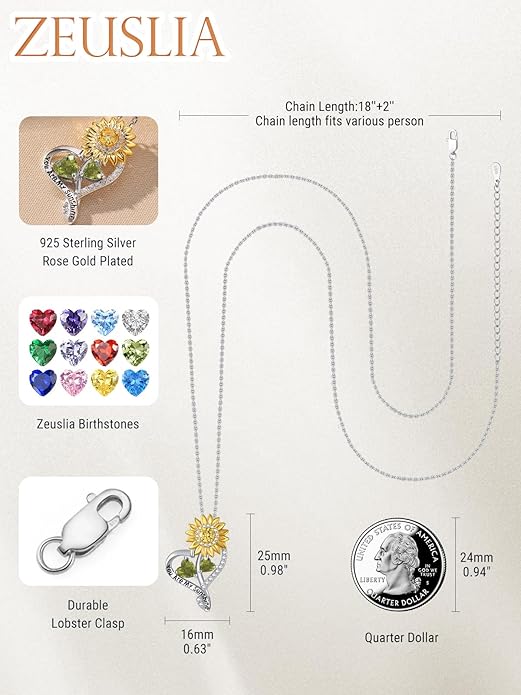 Valentine's Day Gifts for Wife 925 Sterling Silver Double Birthstone Pendant Necklaces I Love You for Always and Forever Necklace Anniversary Birthday Gifts for Wife Girlfriend Mom Her