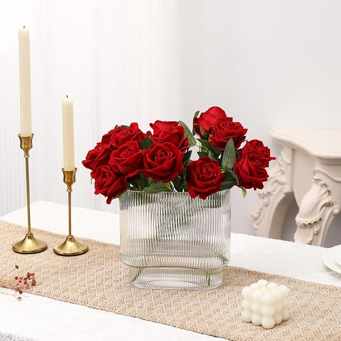 Ribbed Vase, Fluted Glass Vase for Flowers, Modern Vases for Living Room - Image 4