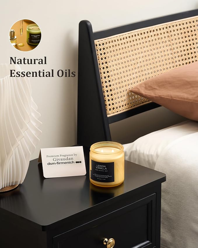 M&SENSE Lemon Vanilla Home Scented Candles, 11.6oz Organic Soy Wax | Natural - Image 6
