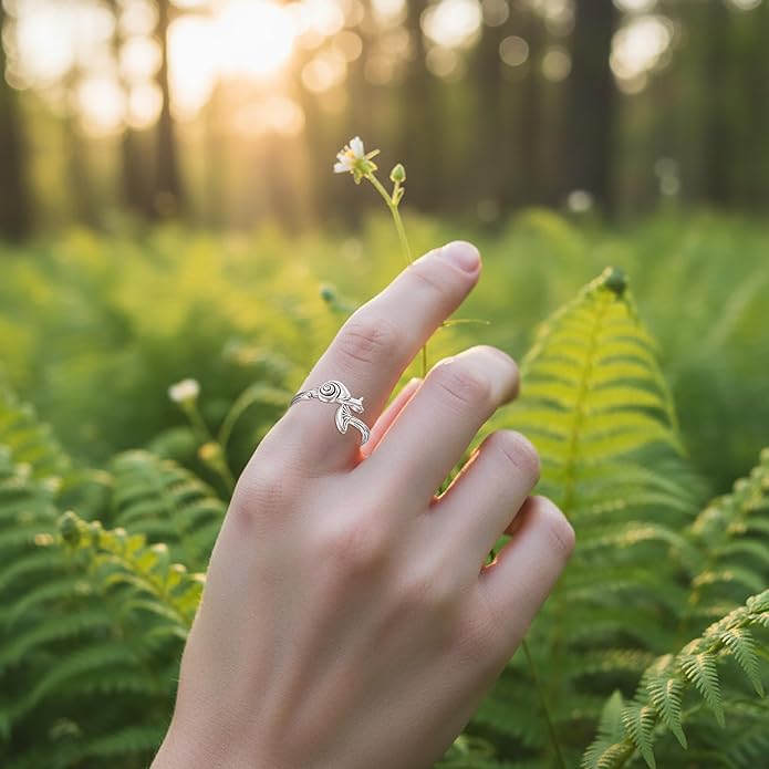 Mushroom Rings for Women Snail Sterling Silver Adjustable Open Ring Nature Inspired Adjustable Mushroom Jewelry Woodland Jewelry Gift for Women