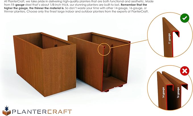 Corten Steel Planter Rectangle Outdoor Metal Garden Box Heavy Duty | Made in - Image 4
