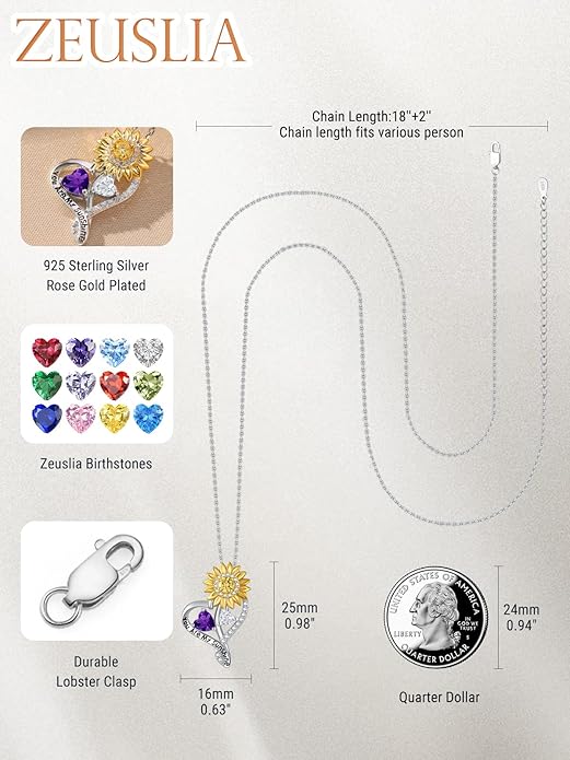 Valentine's Day Gifts for Wife 925 Sterling Silver Double Birthstone Pendant Necklaces I Love You for Always and Forever Necklace Anniversary Birthday Gifts for Wife Girlfriend Mom Her
