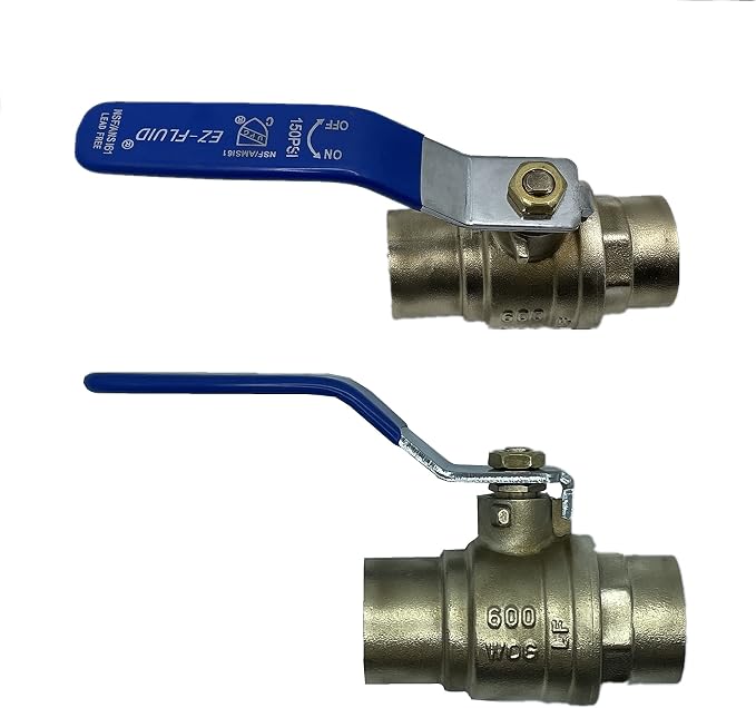 EZ-Fluid 3/4" Sweat Solder C X C Ball Valve Full Port Water Stop Shut Off - Image 2