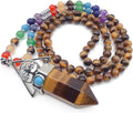 EDEN'S CALL Tree of Life 7 Chakra Stone Beads Necklace for Women and Men Hexagonal Crystal Point Pendant Necklace