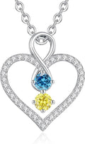 LOUISA SECRET Infinity Double Birthstone Necklace, 925 Sterling Silver Tiny Pendant Heart Necklace for Women Wife Her, Best Jewelry Gift Heart Jewelry Meaningful Gift for Valentine's Day, Christmas, Birthday Anniversary