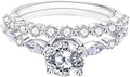 S925 Sterling Silver Classic Four-Prong 1 Carat Womens Wedding Ring Sets | VVS1 D-color Diamond Engagement Rings for Women | Stackable Ring