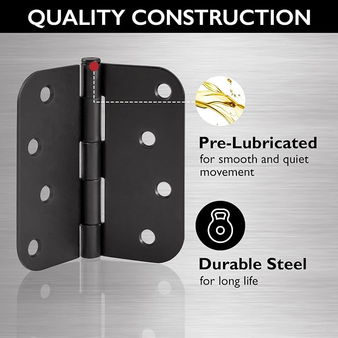 Design House Interior Door Hinge, Matte Black | 5/8" Radius, Traditional - Image 5