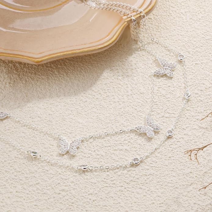 RLMOON Gold Anklets for Women CZ Ankle Bracelet 14K Gold/Silver Plated Waterproof Dainty Layered Tennis Heart Dot Chain Silver Anklets Trendy Foot Jewelry