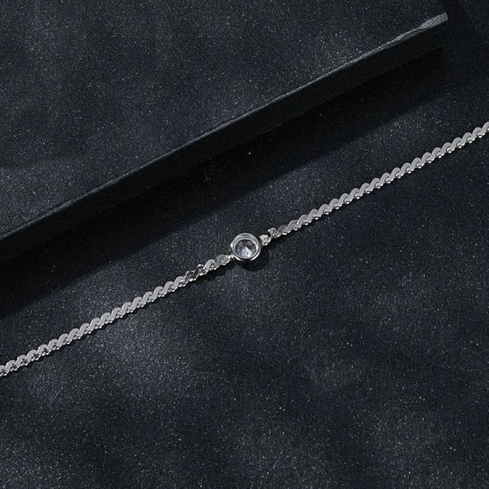 14K White Gold Over S925 Sterling Silver Princess/Round Cut D-color VVS1 Diamond Bracelet, Adjustable Chain with 0.7ct/0.5ct/1ct Diamond, Ideal Surprise for Trendy Women